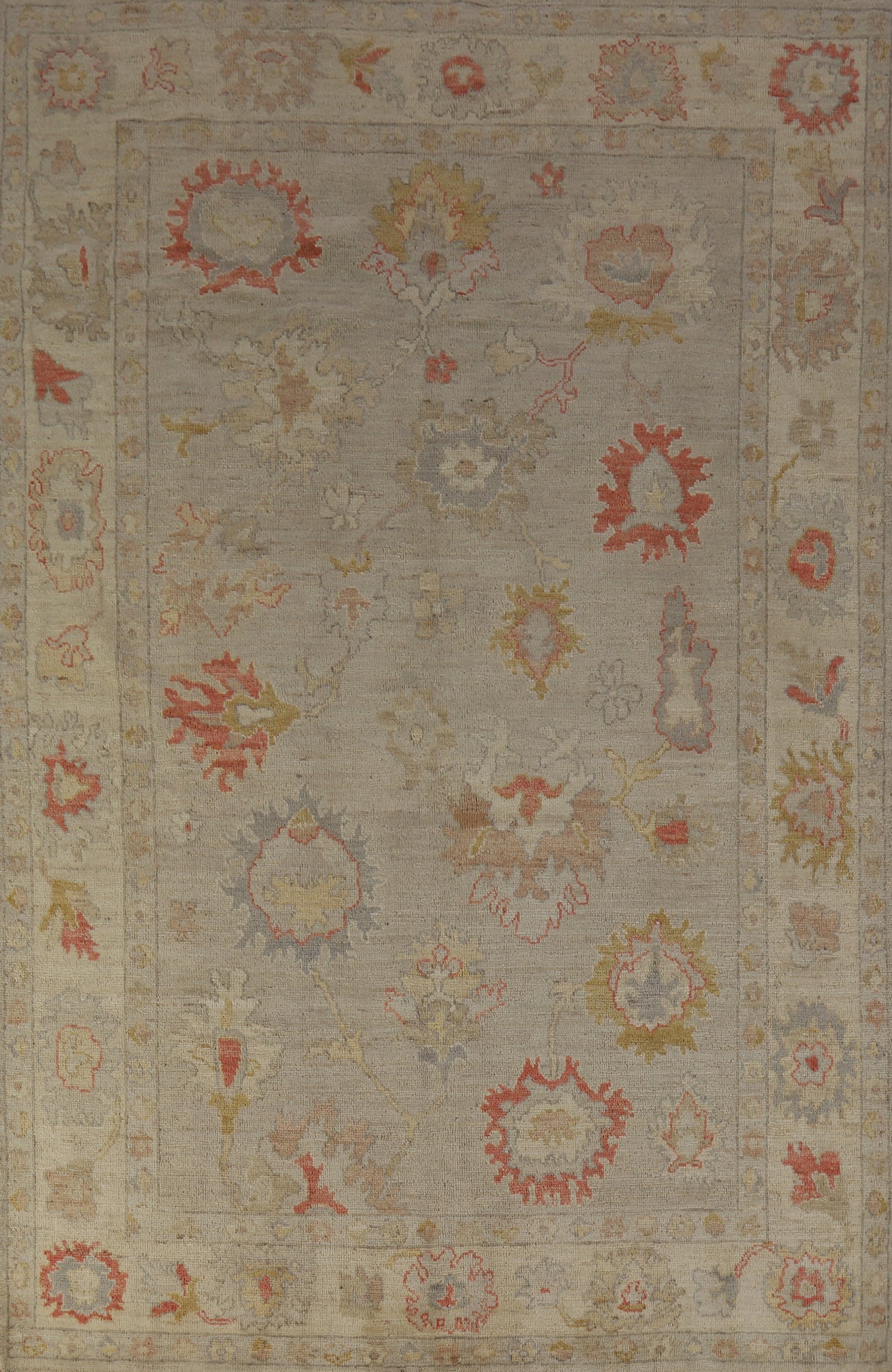 Handmade Floral Oushak Vegetable Dye Area Rug 6x9