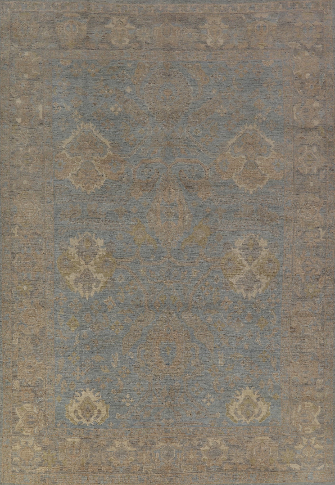 Handmade Blue Oushak Vegetable Dye Area Rug 9x12