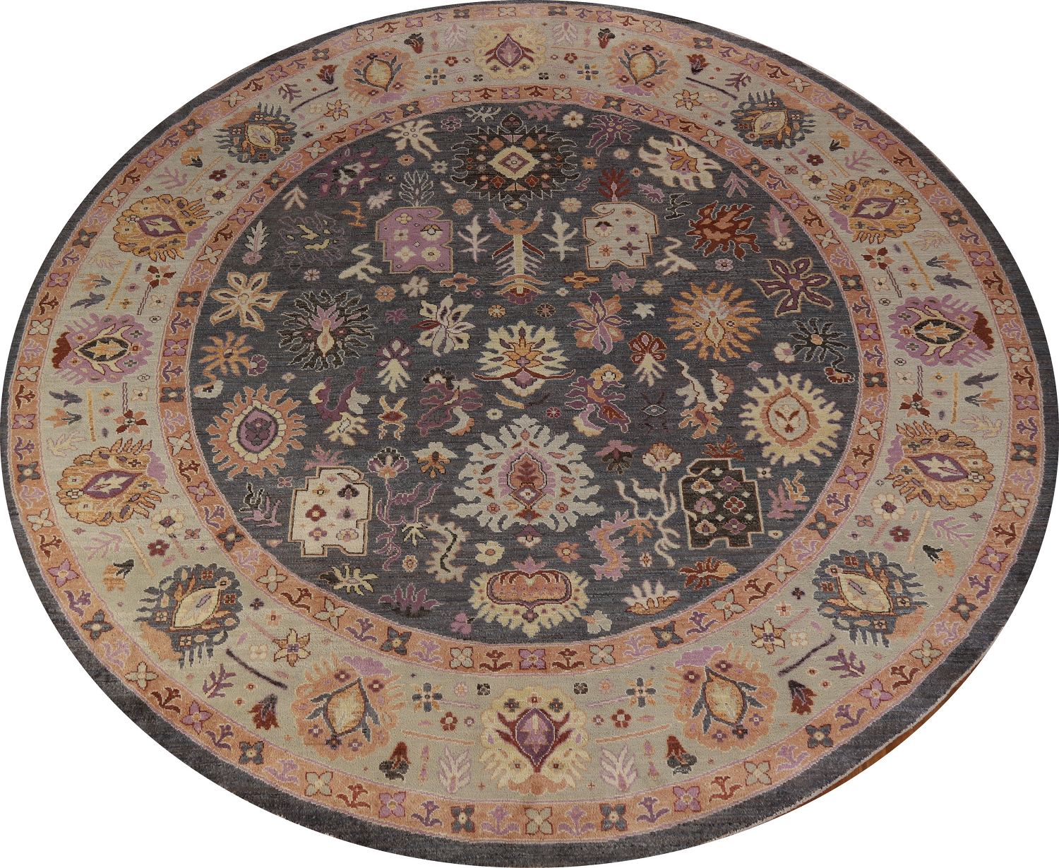 Vegetable Dye Round Floral Oushak Oriental Large Rug 12x12