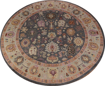 Vegetable Dye Round Floral Oushak Oriental Large Rug 12x12