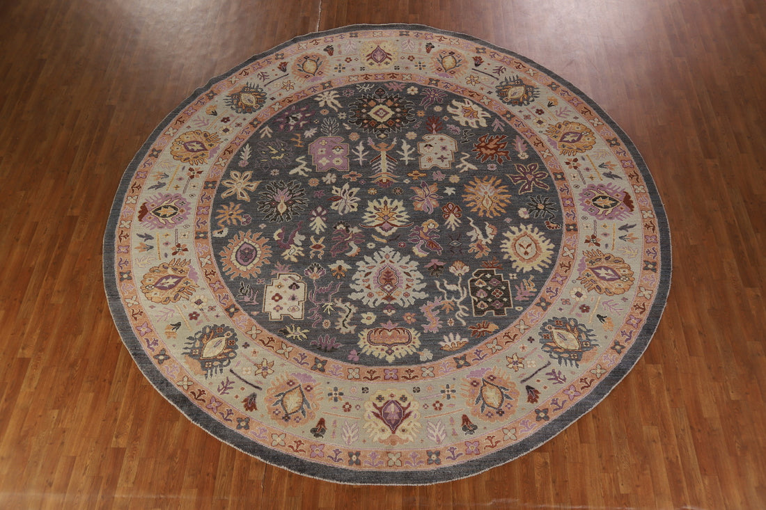 Vegetable Dye Round Floral Oushak Oriental Large Rug 12x12
