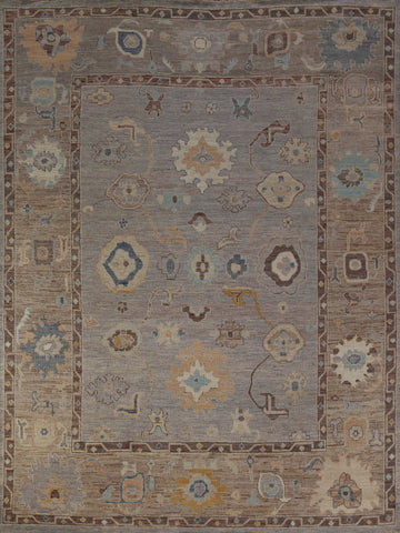 Vegetable Dye Gray Oushak Turkish Area Rug 8x10