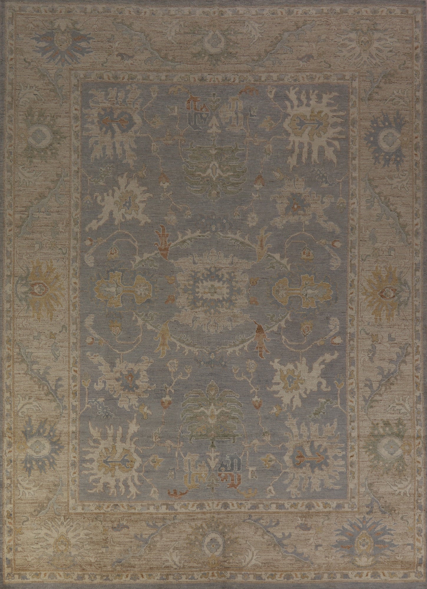 Vegetable Dye Wool Oushak Turkish Area Rug 9x12