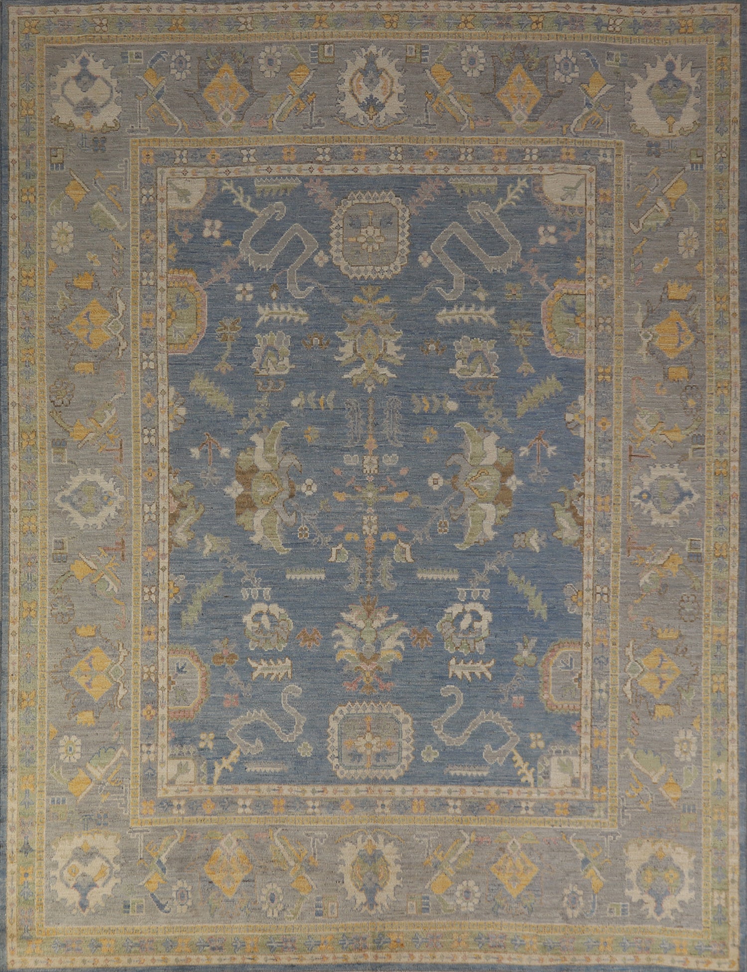 Vegetable Dye Blue Oushak Turkish Area Rug 8x10