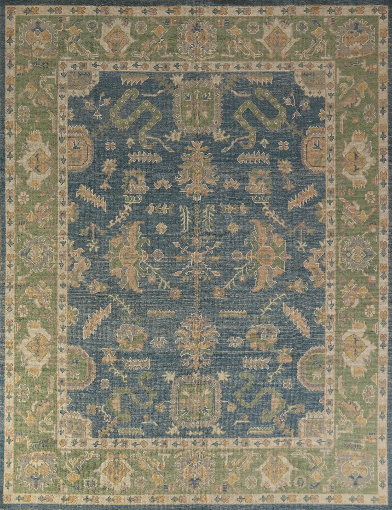 Vegetable Dye Blue Oushak Turkish Area Rug 8x10