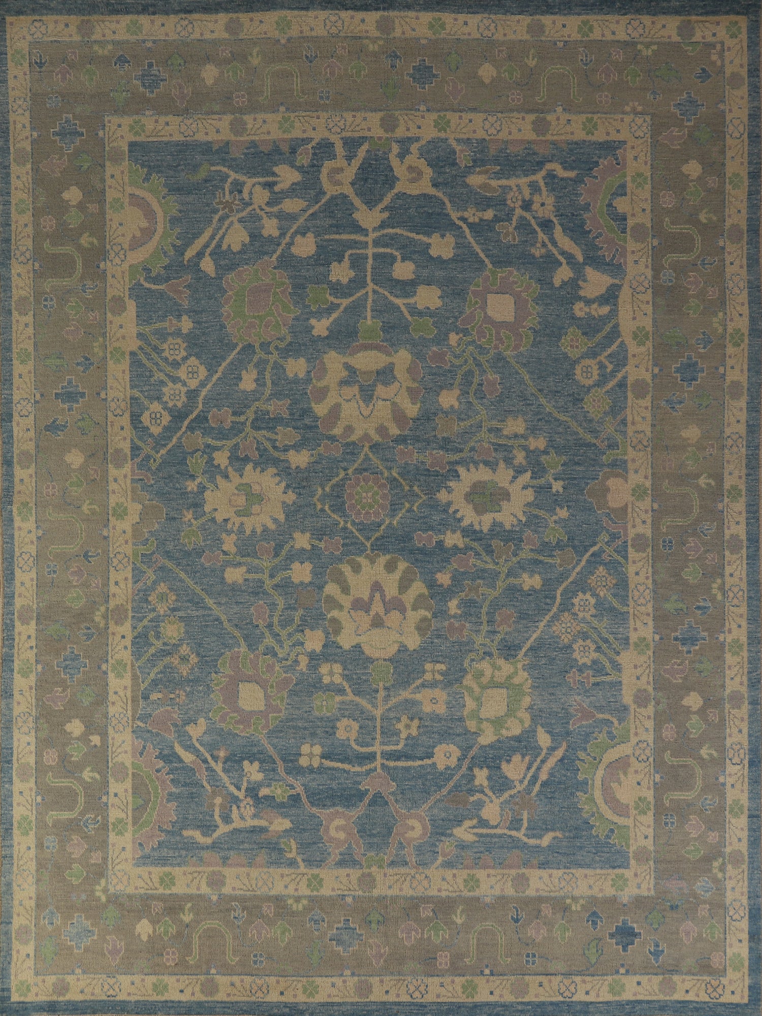 Vegetable Dye Blue Oushak Turkish Area Rug 8x10