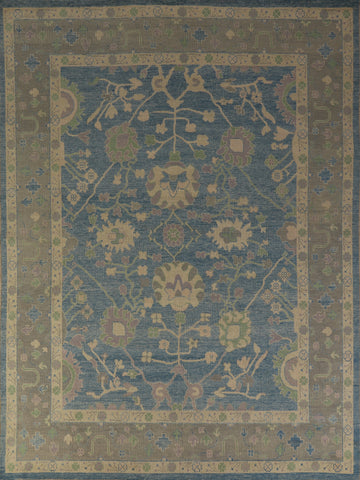 Vegetable Dye Blue Oushak Turkish Area Rug 8x10