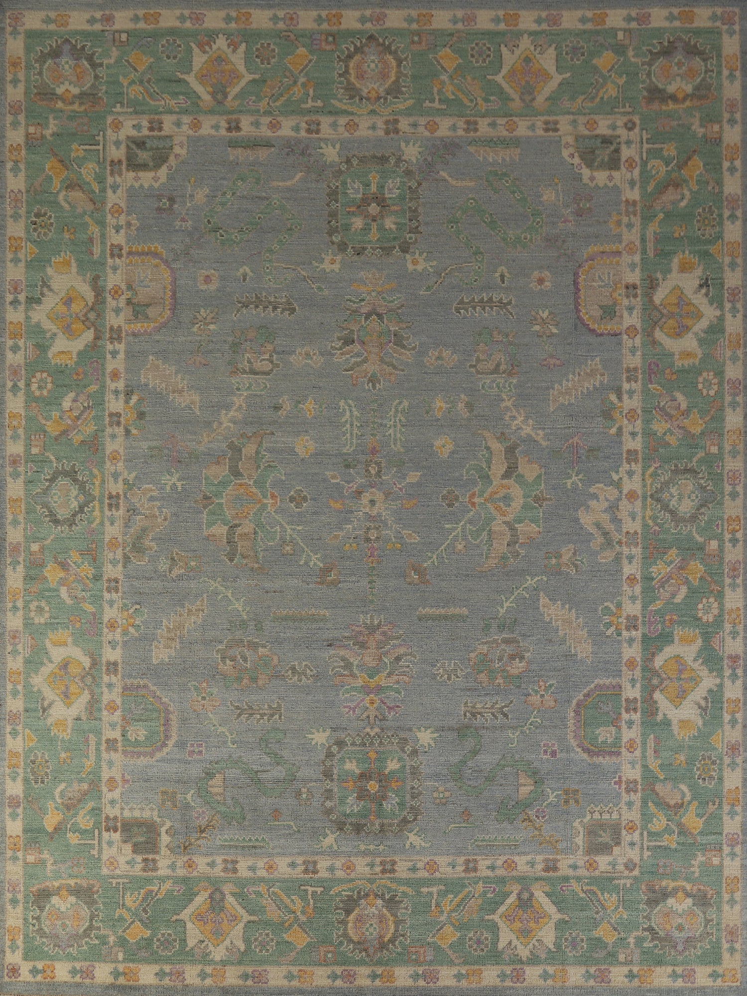 Blue & Green Handmade Oushak Vegetable Dye Area Rug 8x10