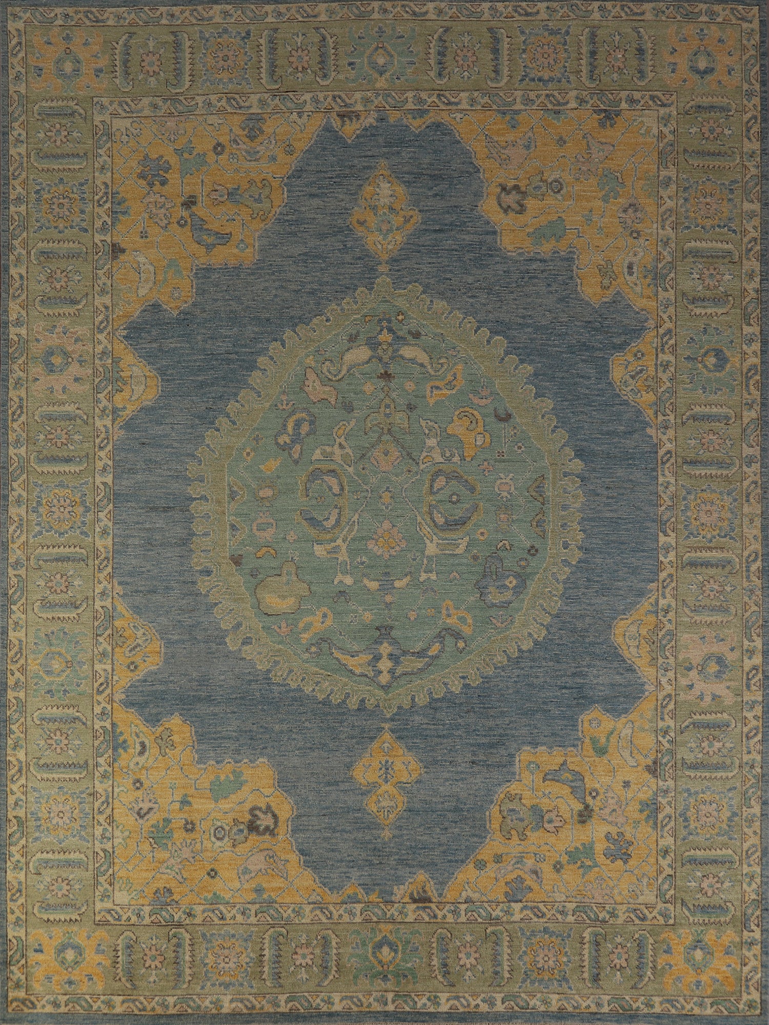 Vegetable Dye Blue Oushak Oriental Area Rug 8x10