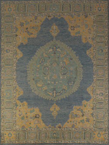 Vegetable Dye Blue Oushak Oriental Area Rug 8x10