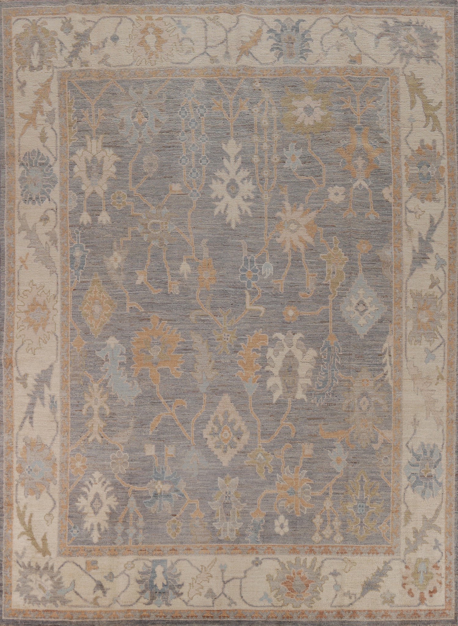 Vegetable Dye Gray Oushak Oriental Area Rug 8x10