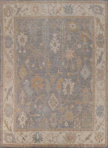Vegetable Dye Gray Oushak Oriental Area Rug 8x10