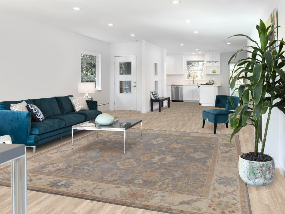 Vegetable Dye Gray Oushak Oriental Area Rug 8x10