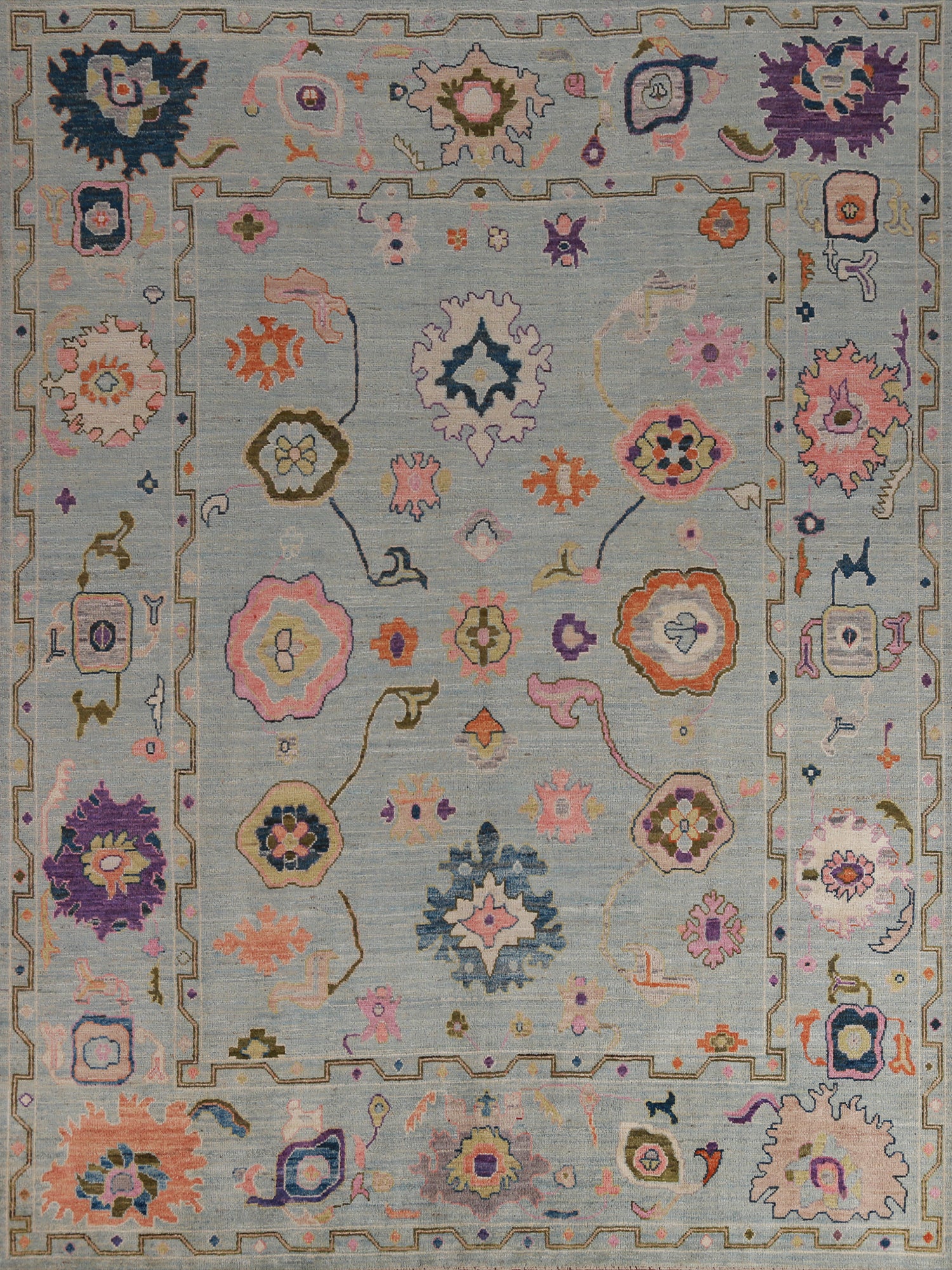 Vegetable Dye Blue Oushak Oriental Area Rug 8x10