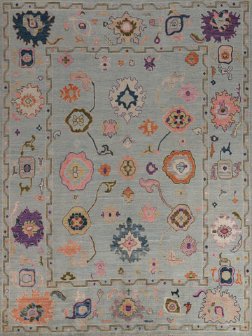 Vegetable Dye Blue Oushak Oriental Area Rug 8x10