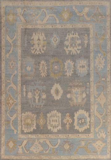 Vegetable Dye Gray Oushak Oriental Area Rug 9x12