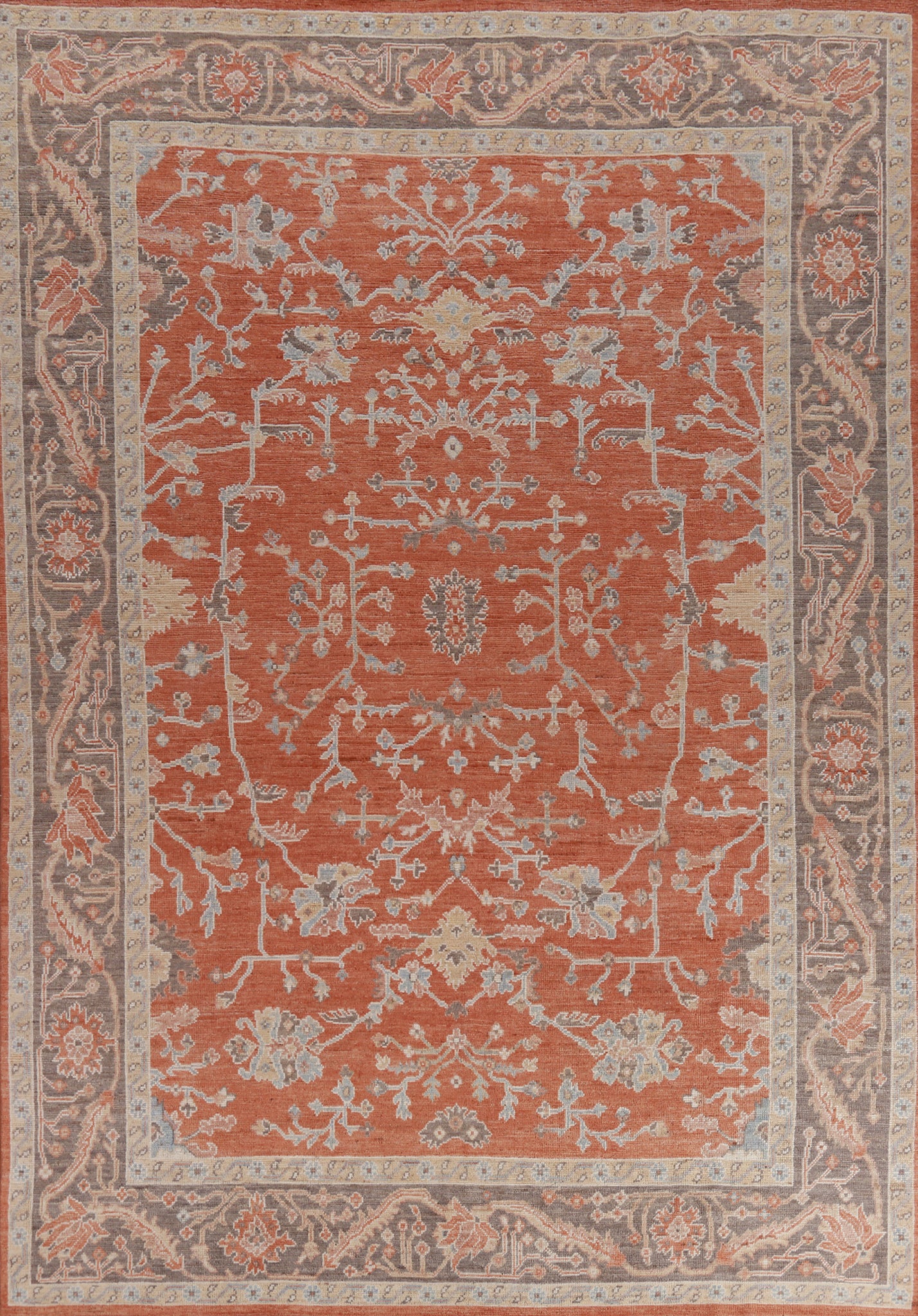 Vegetable Dye Wool Oushak Turkish Area Rug 9x12