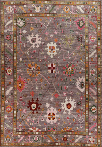 Handmade Floral Oushak Vegetable Dye Area Rug 9x12