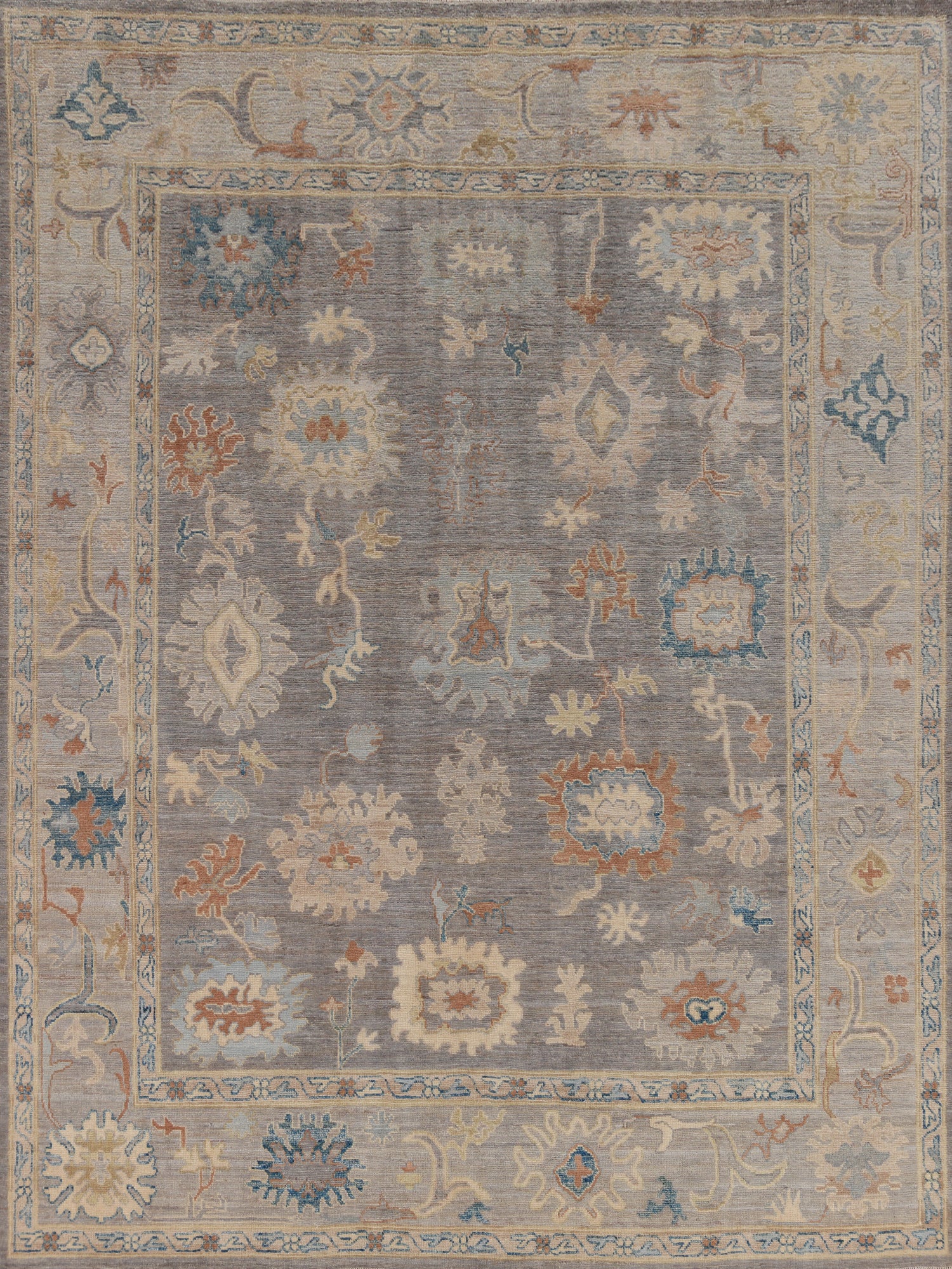 Vegetable Dye Floral Oushak Oriental Area Rug 8x10