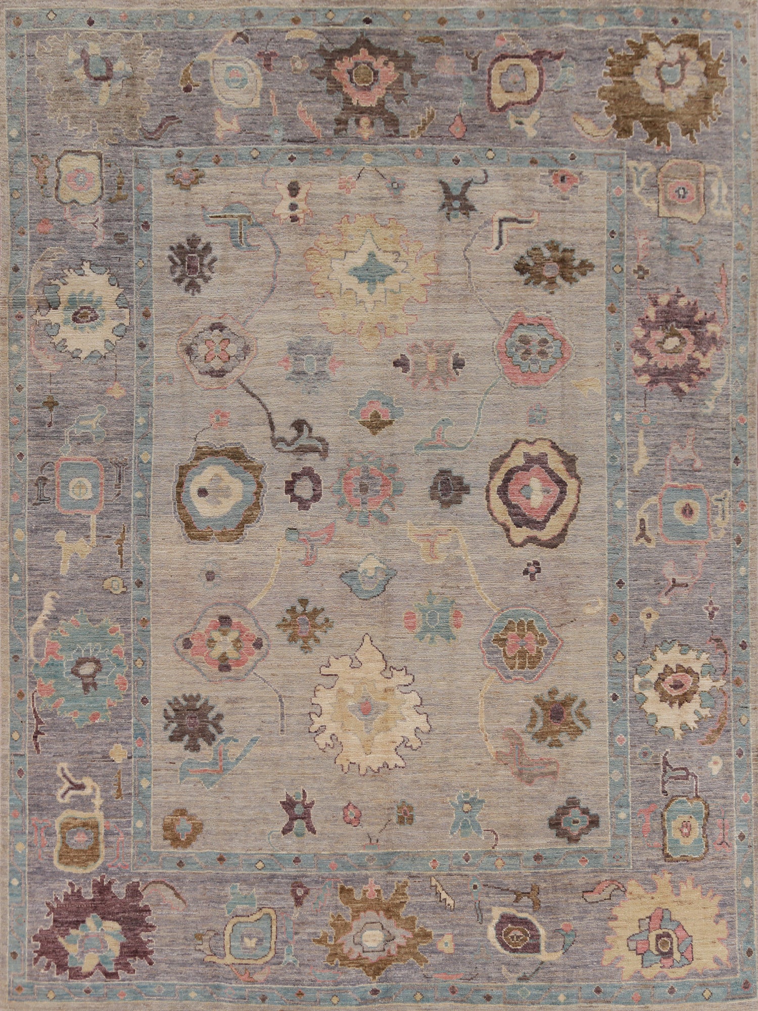 Vegetable Dye Floral Oushak Oriental Area Rug 8x10
