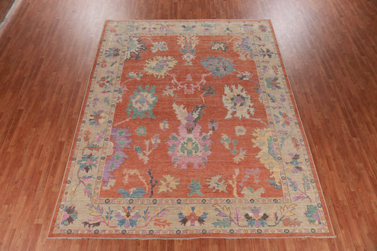 Vegetable Dye Orange Oushak Oriental Area Rug 9x12