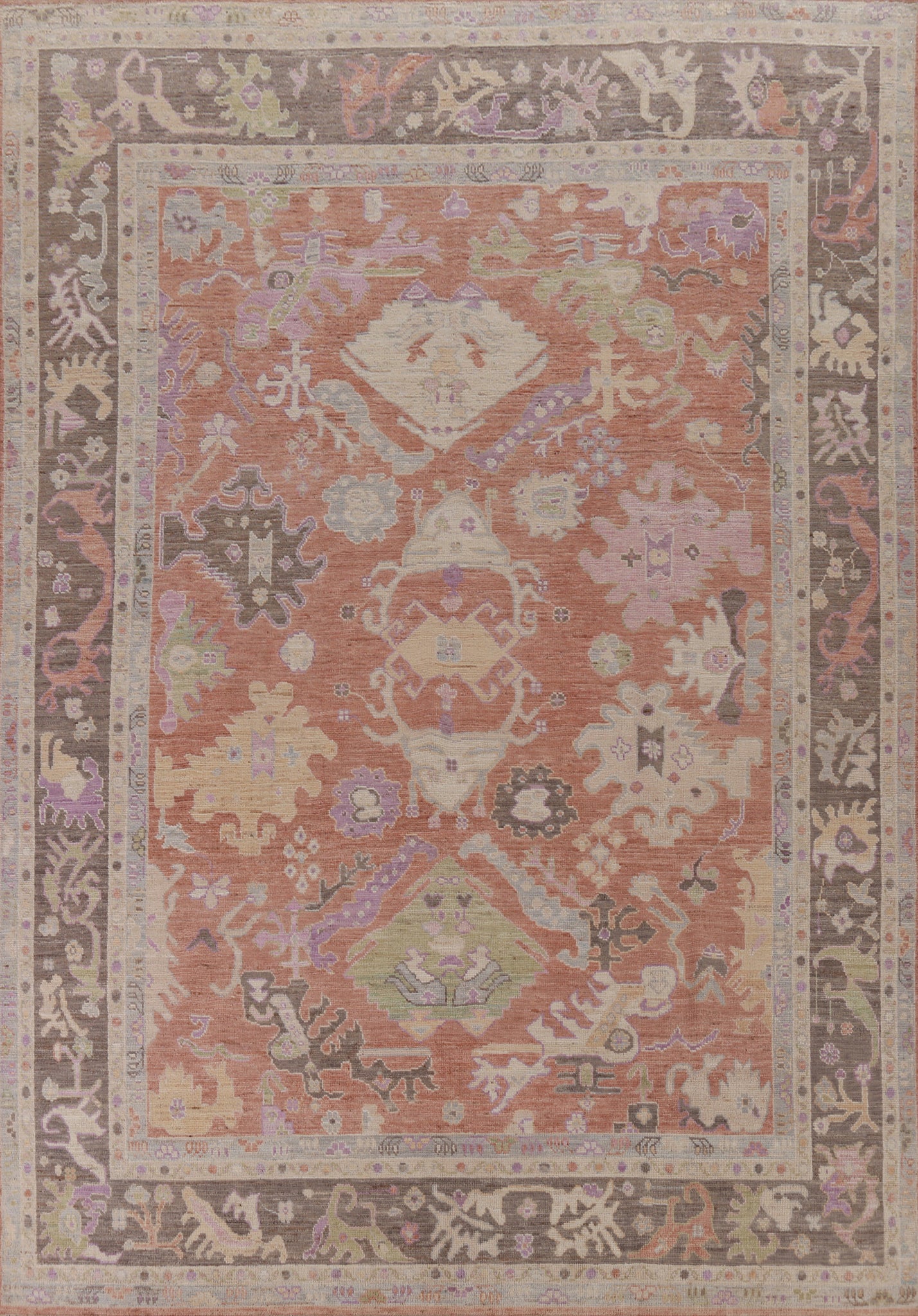 Handmade Floral Oushak Vegetable Dye Area Rug 9x12