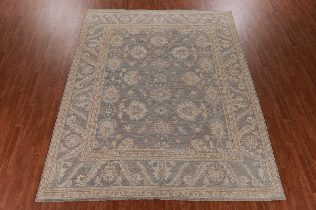 Vegetable Dye Floral Oushak Turkish Area Rug 9x12