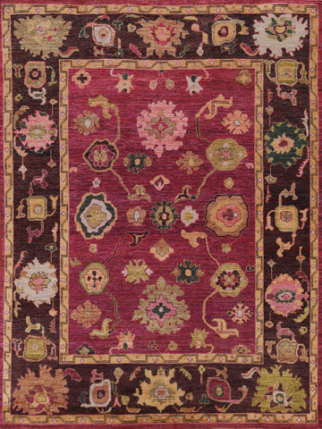 Vegetable Dye Floral Oushak Turkish Area Rug 8x10