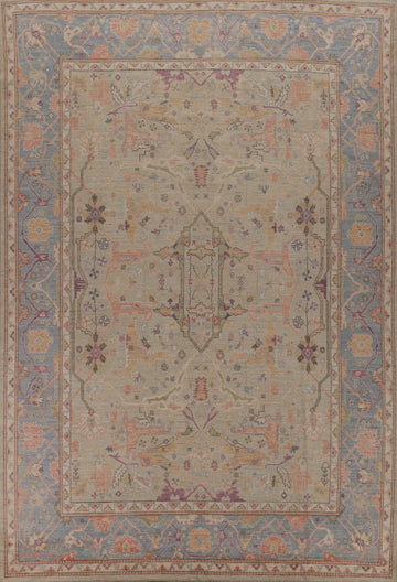 Vegetable Dye Wool Oushak Turkish Area Rug 9x12
