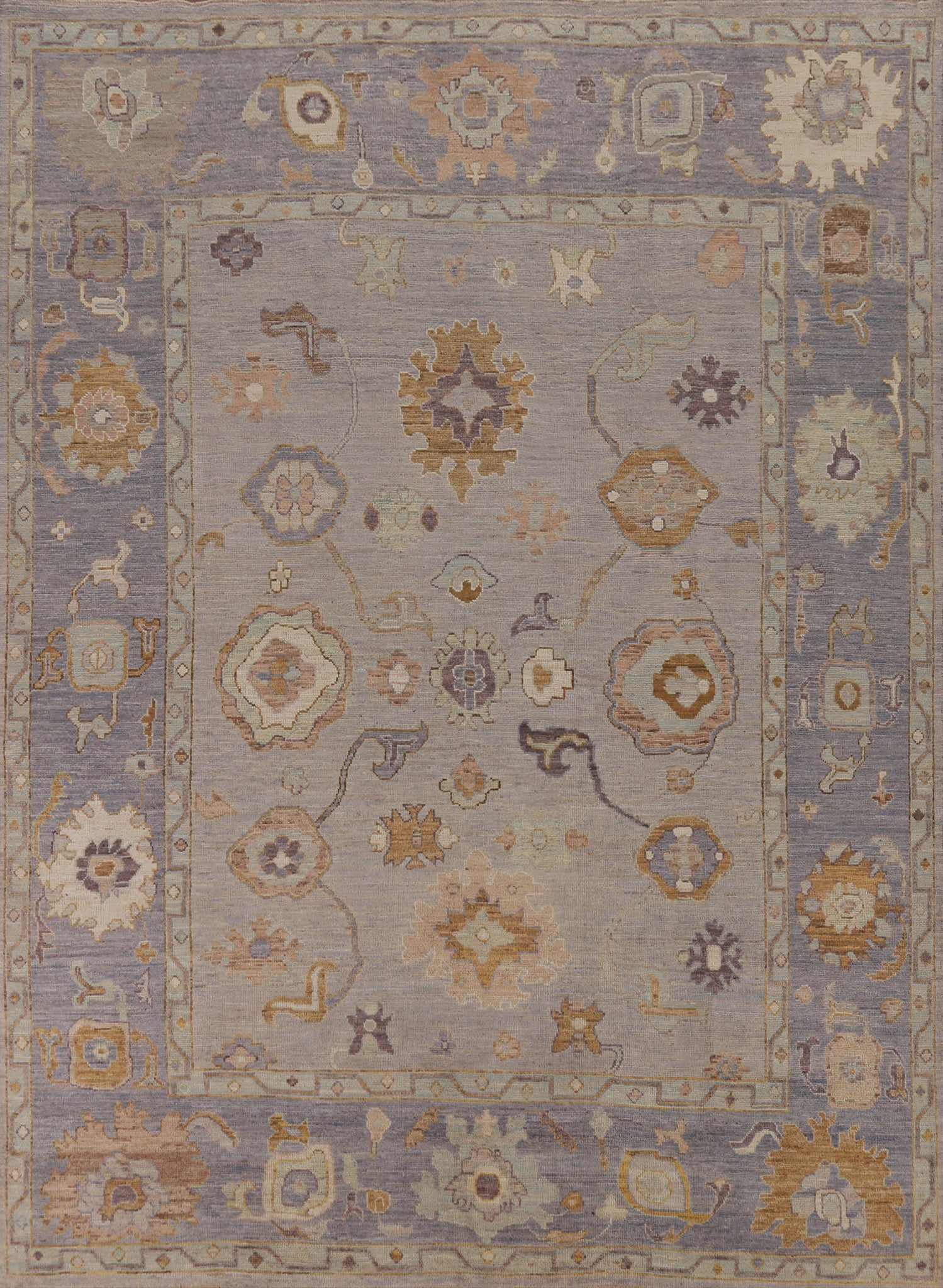 Vegetable Dye Wool Oushak Turkish Area Rug 8x11