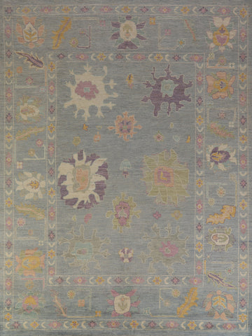 Vegetable Dye Blue Oushak Turkish Area Rug 8x10