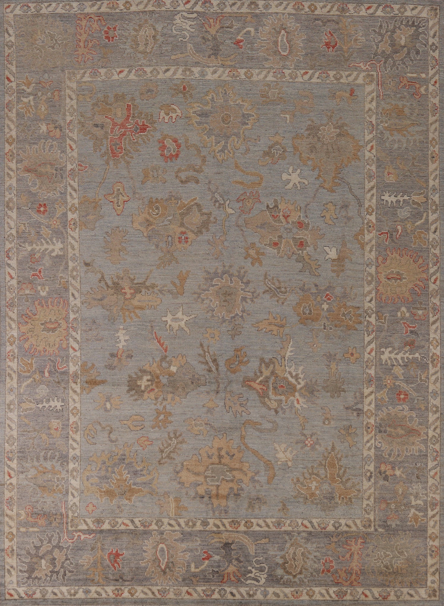 Vegetable Dye Floral Oushak Turkish Area Rug 8x10