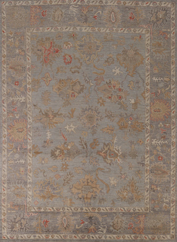 Vegetable Dye Floral Oushak Turkish Area Rug 8x10