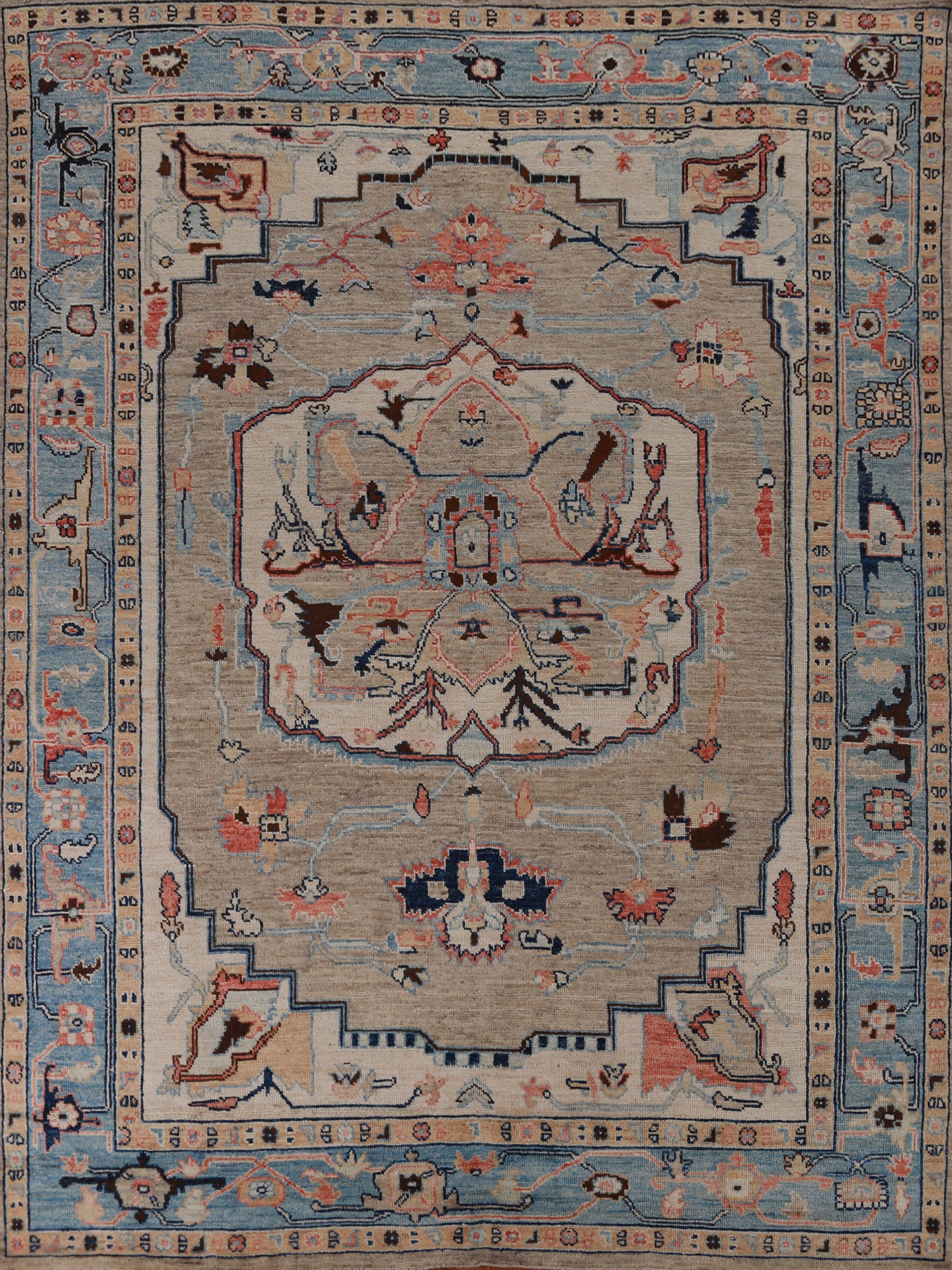 Vegetable Dye Wool Oushak Turkish Area Rug 8x10