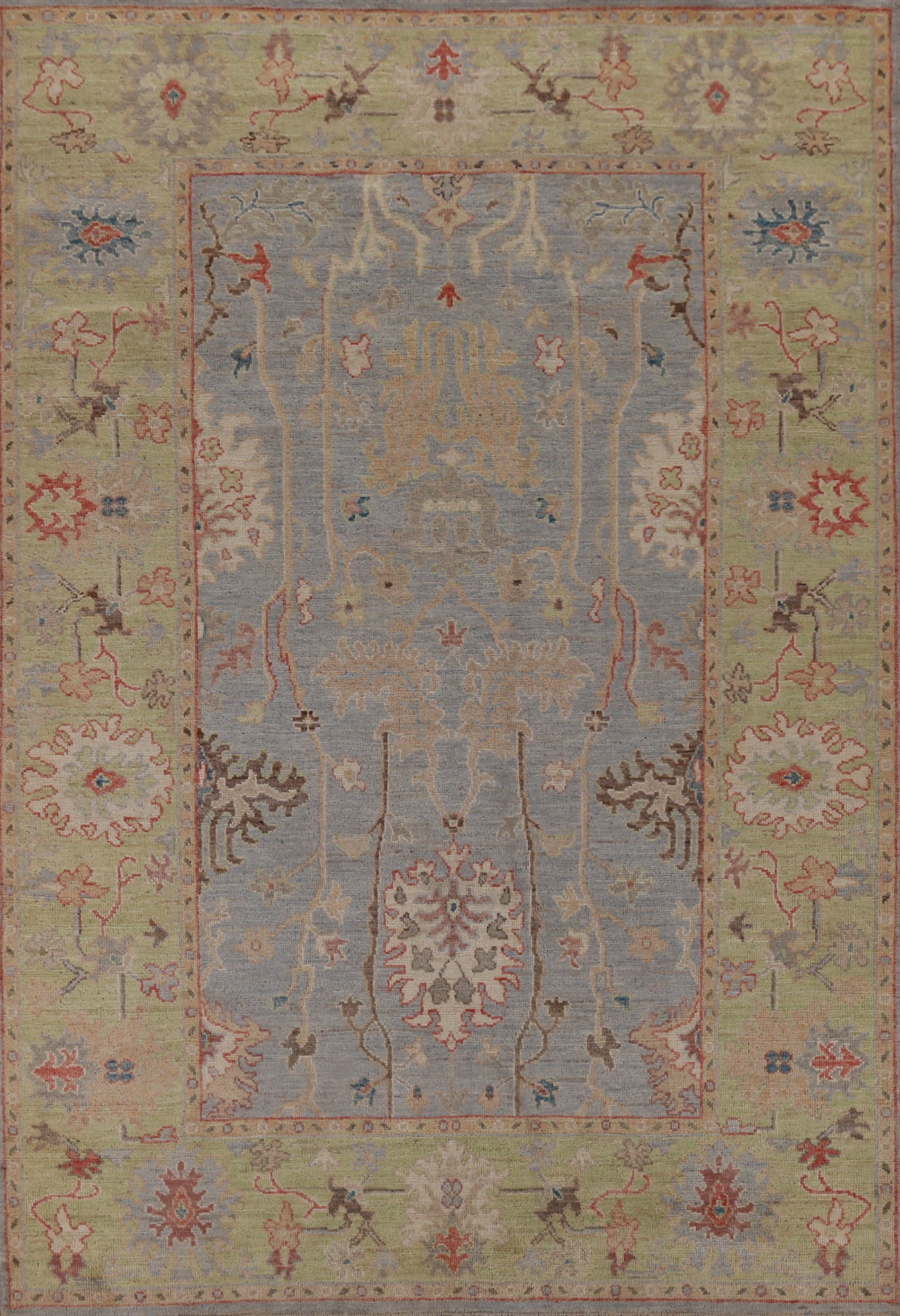 Vegetable Dye Blue Oushak Turkish Area Rug 6x9