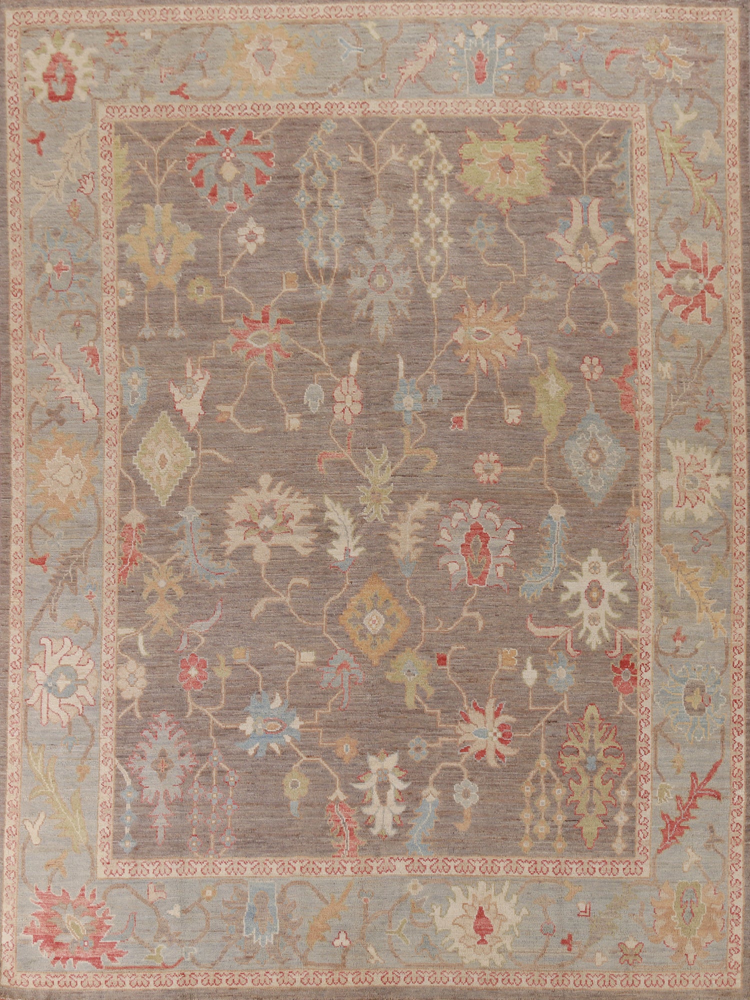 Vegetable Dye Floral Oushak Turkish Area Rug 8x10