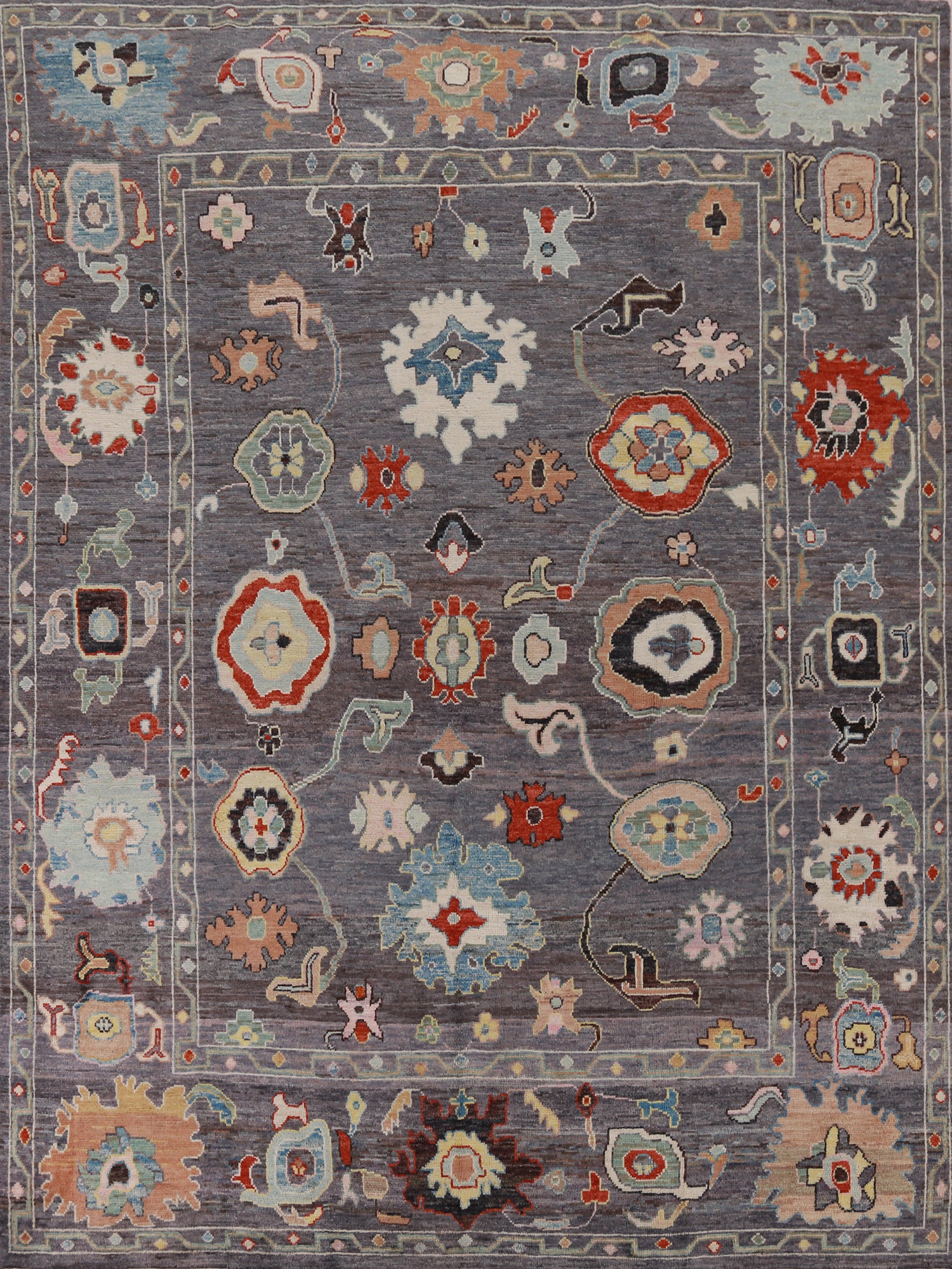 Vegetable Dye Floral Oushak Turkish Area Rug 8x10