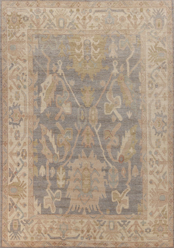 Vegetable Dye Gray Oushak Turkish Area Rug 9x12