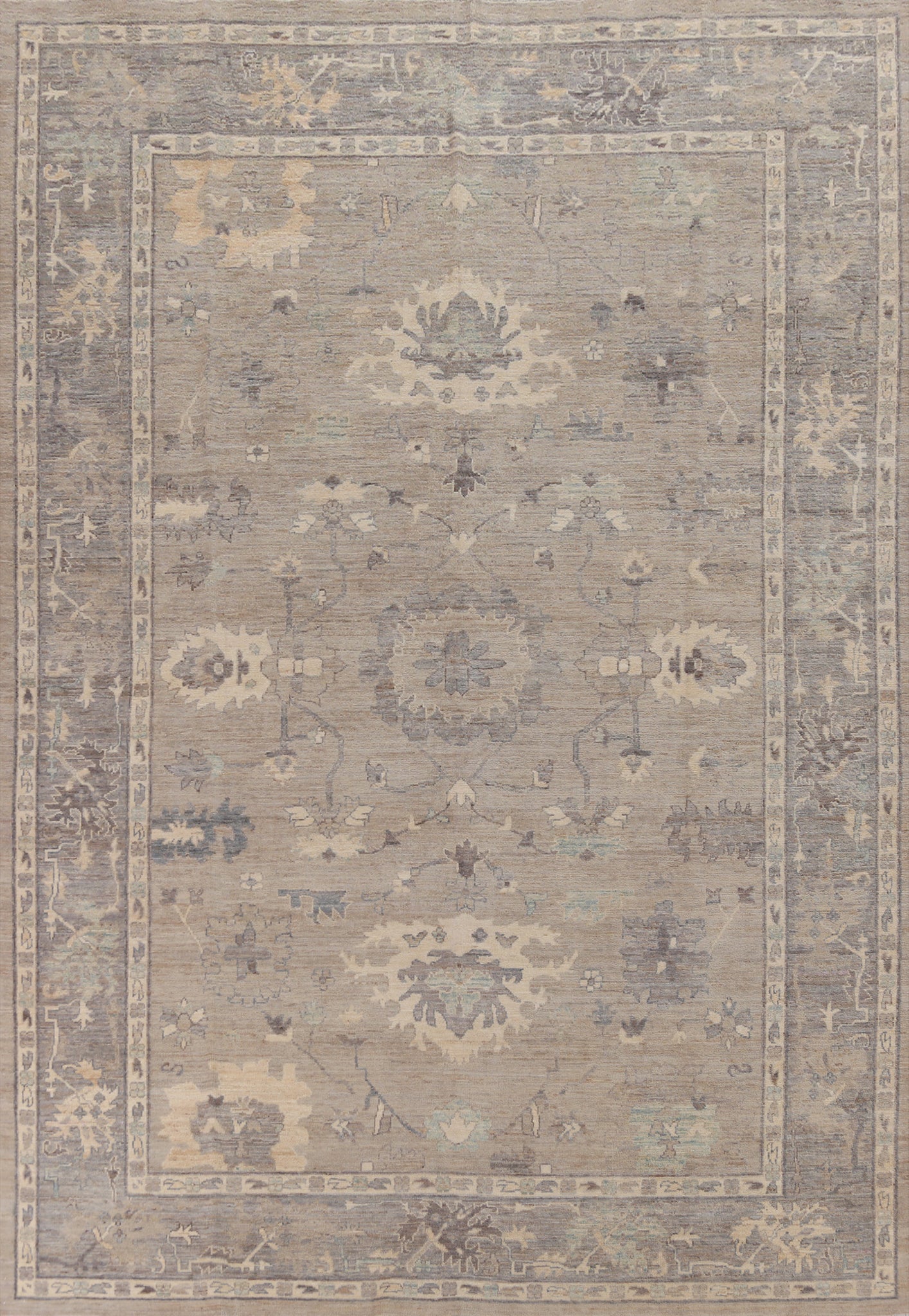 Vegetable Dye Wool Oushak Turkish Area Rug 9x12