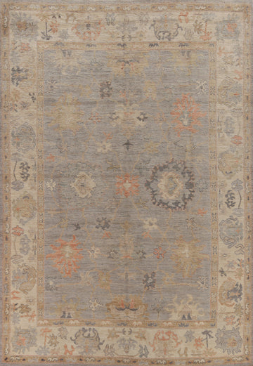 Vegetable Dye Gray Oushak Turkish Area Rug 9x12