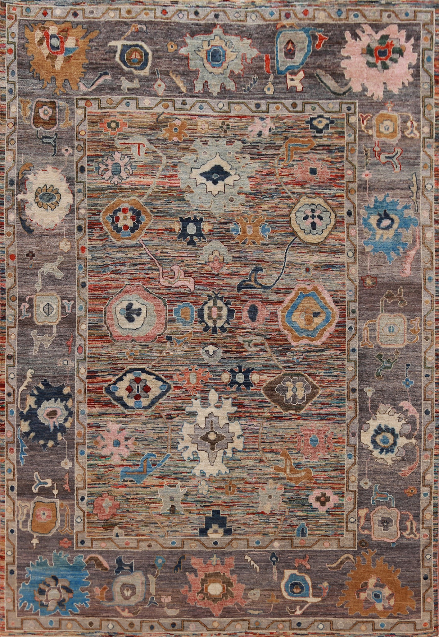 Vegetable Dye Oushak Turkish Area Rug 9x11