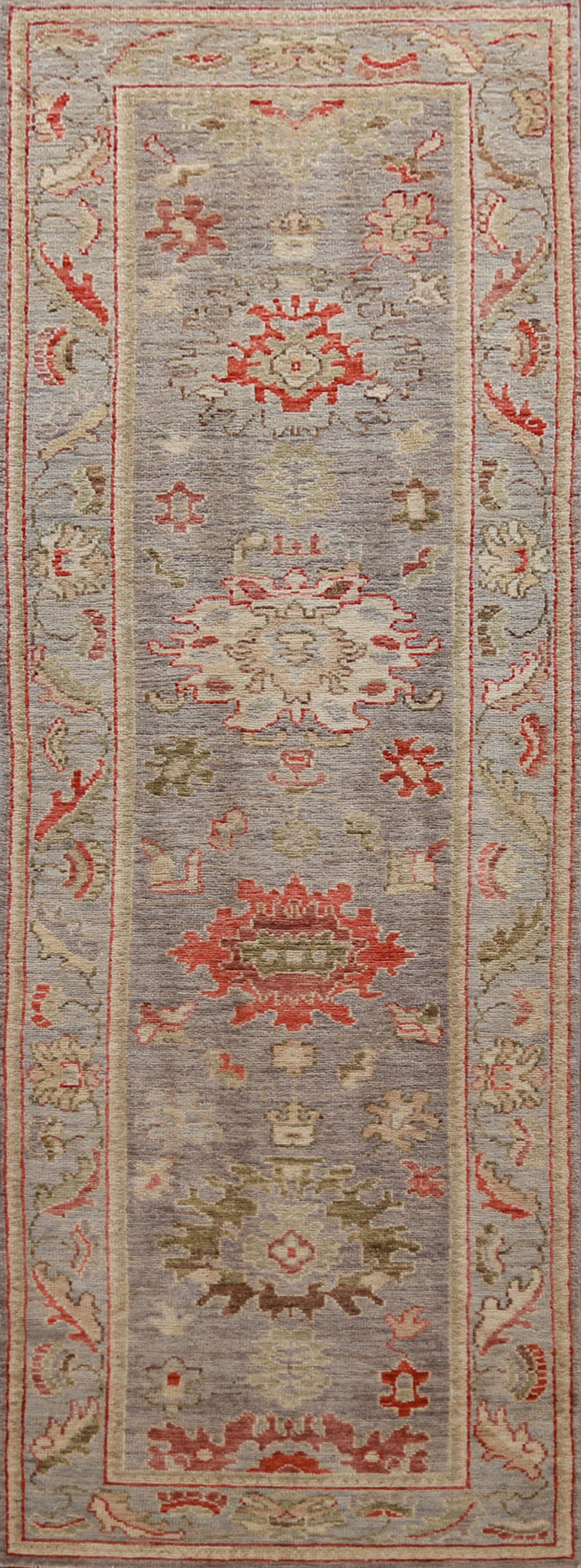 Vegetable Dye Wool Oushak Turkish Runner Rug 3x10