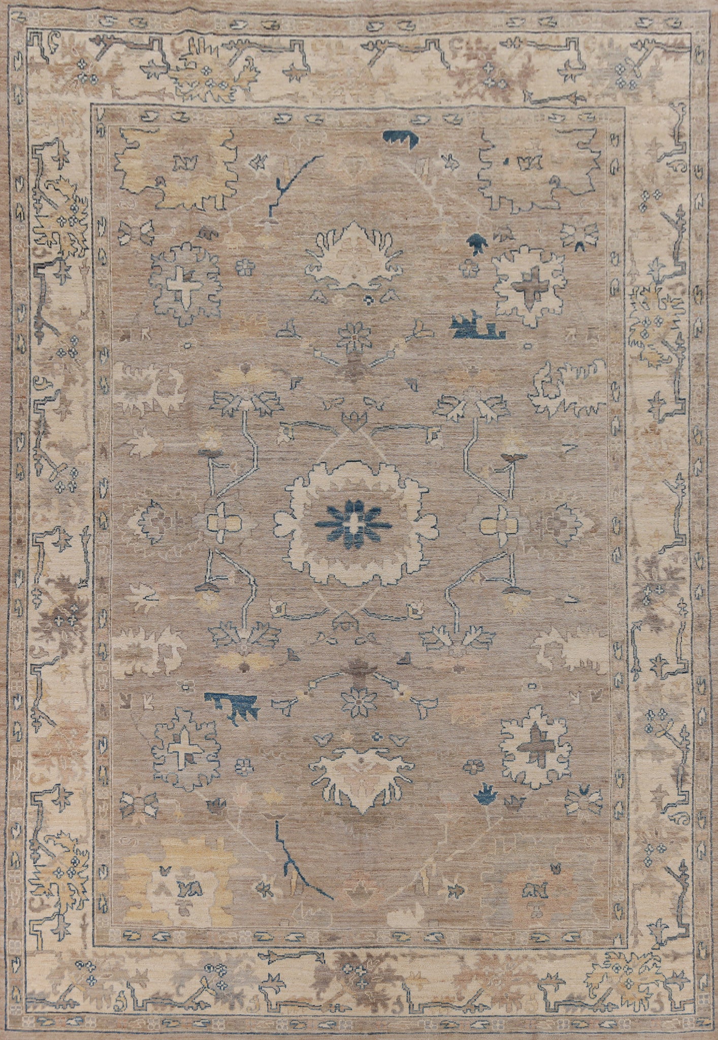 Vegetable Dye Wool Oushak Turkish Area Rug 8x12