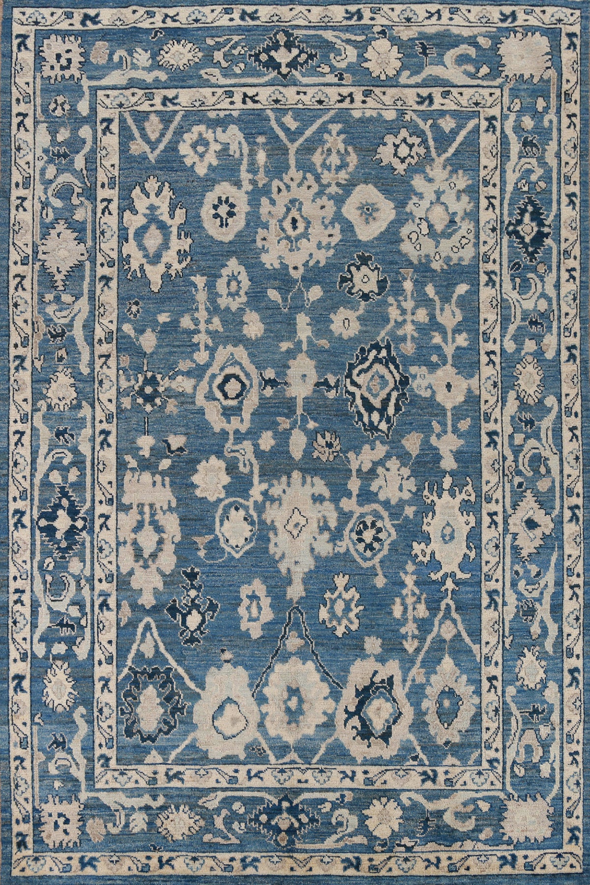 Handmade Blue Oushak Vegetable Dye Area Rug 6x9