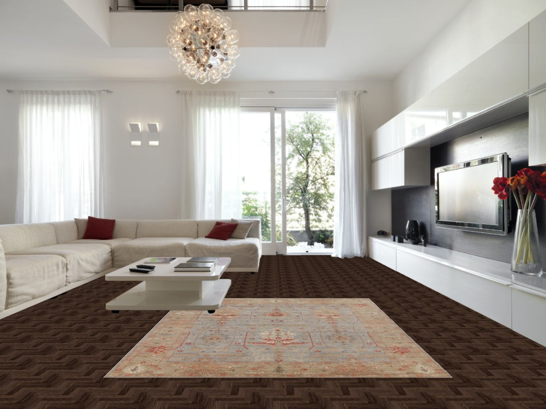 Vegetable Dye Gray Oushak Turkish Area Rug 8x10