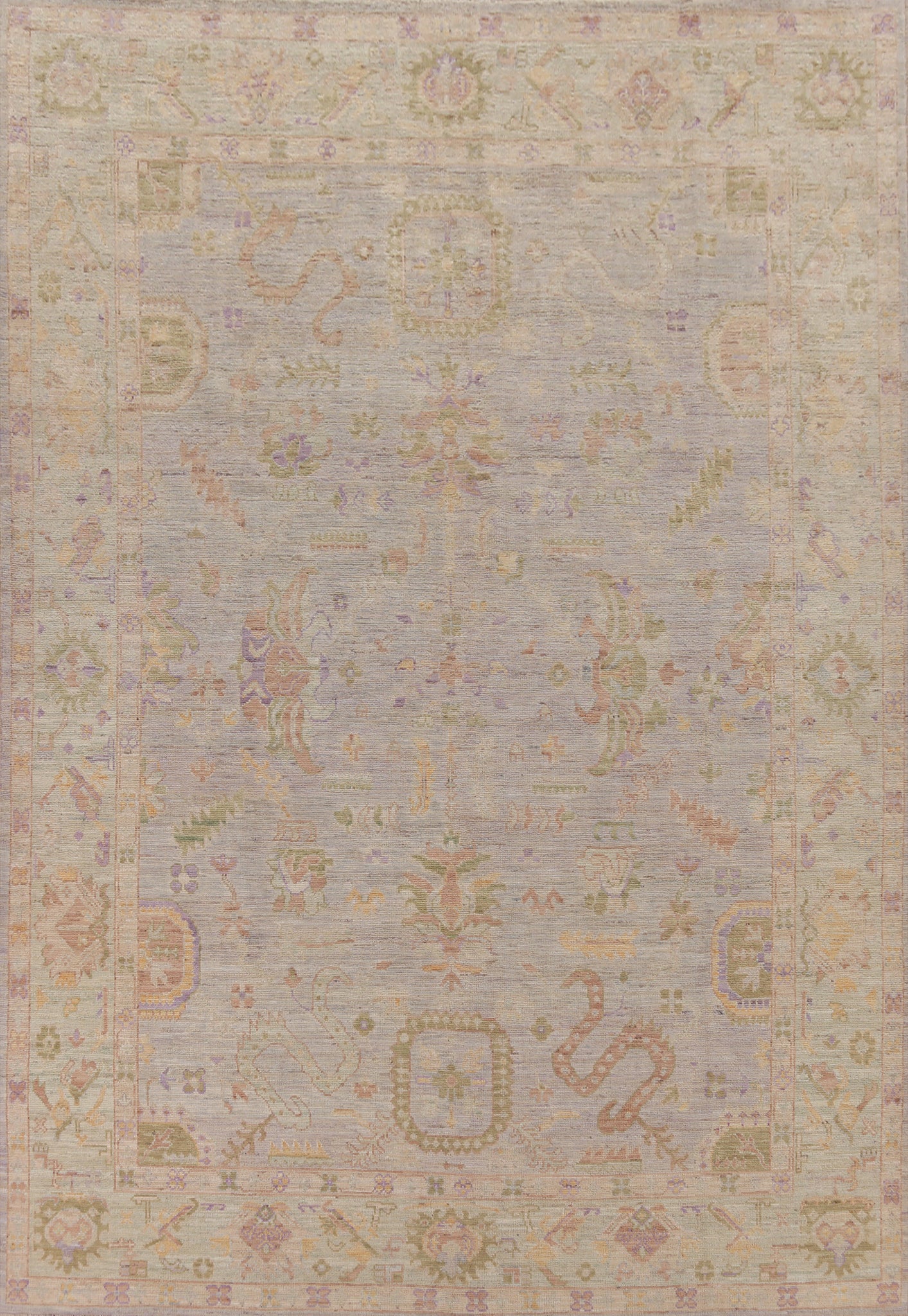 Vegetable Dye Light Purple Oushak Turkish Area Rug 9x12