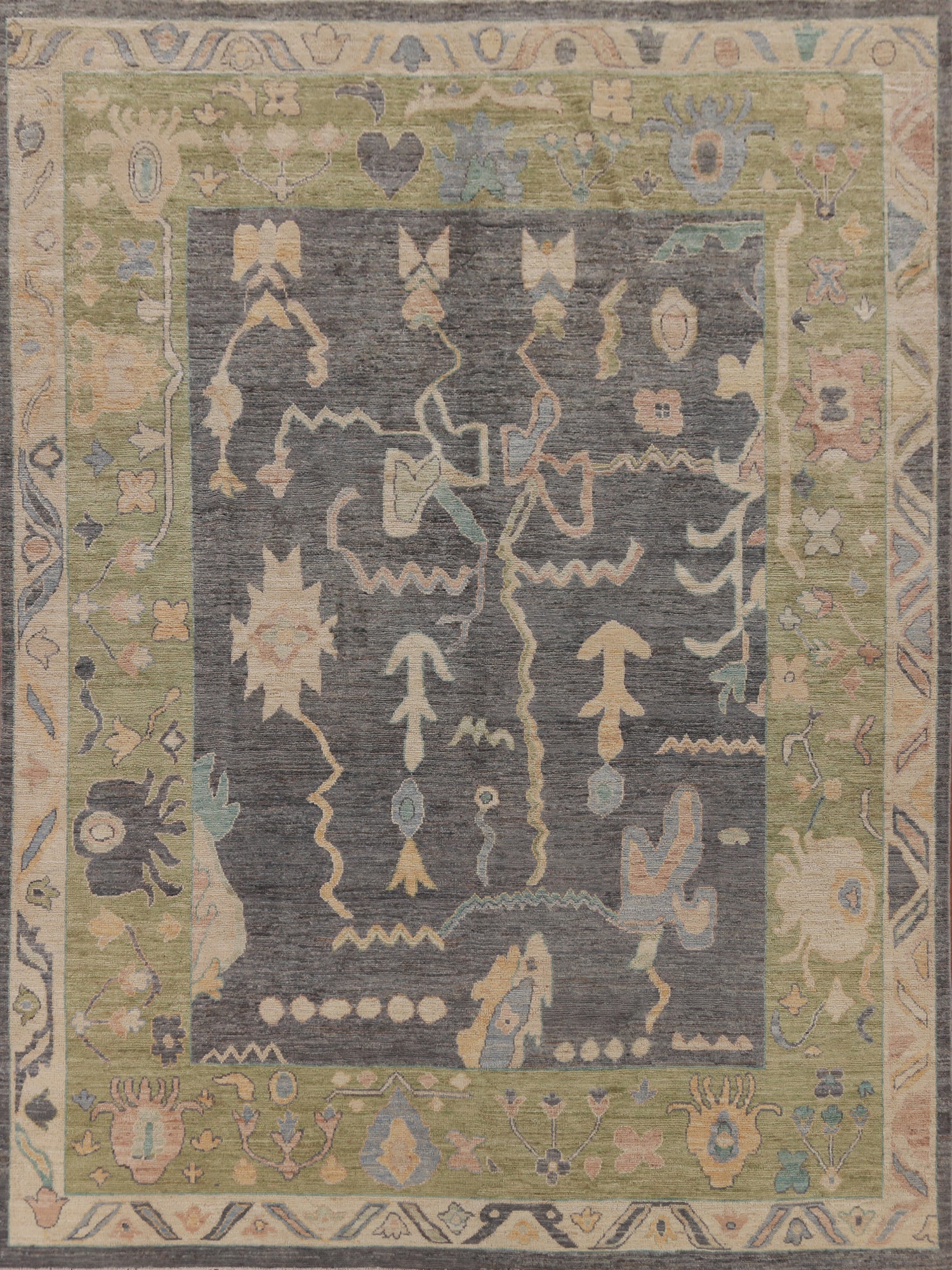 Vegetable Dye Gray Oushak Turkish Area Rug 8x10