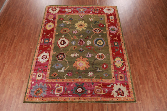 Vegetable Dye Green Oushak Turkish Area Rug 9x12