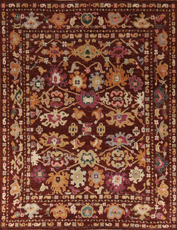 Vegetable Dye Red Oushak Turkish Area Rug 8x10