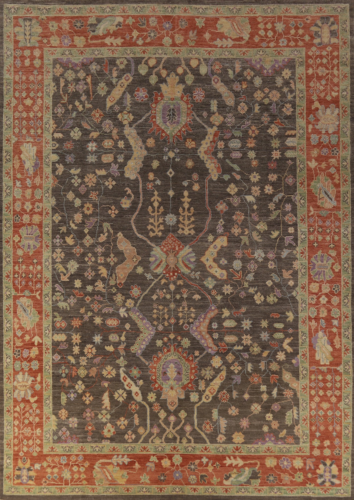 Vegetable Dye Oushak Turkish Area Rug 9x12